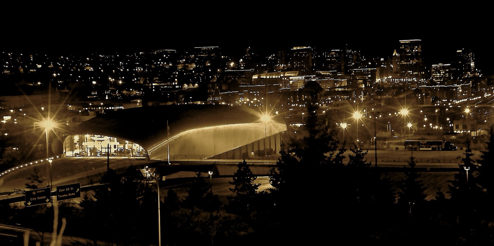 Downtown Tacoma, Washington at night